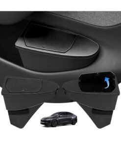 Oasisgalore Door Built-in Hidden Storage Organizer for Tesla Model y Juniper 2026, Front‑Seat Car Garbage Bin with Push‑Open Lid