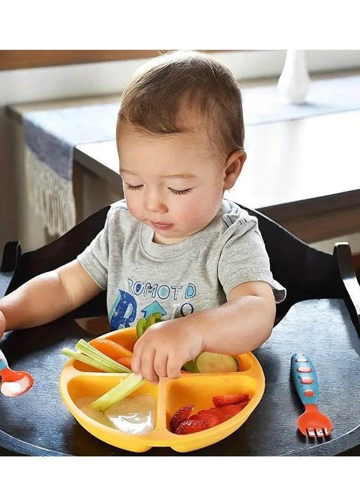 Little tots Suction Plates For Babies, Silicone With Lid Divided Design Dinner Plate Assorted Color - Image 4