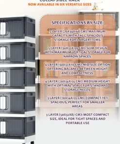 Toshonics Collapsible Storage Cabinet Rack with Wheels, Heavy-Duty PP Material, Glossy Modern Design, Foldable and Portable, Multi-Layer Storage for Home, Office, Kitchen, Bathroom, Outdoor Use, Secure Double Door Lock, Easy to Clean and Assemble, Available in 6 Sizes for Versatile Storage Needs - Image 3