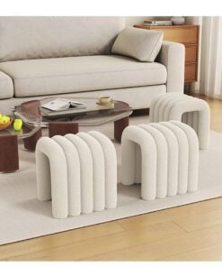 C&C Home Vanity Stool Chair Modern Ottoman, Foot Rest Stool Small Vanity Chair for Bedroom Living Room Dormitory Dressing Room 40 x 38 x 46 cm (Fully Assembled)