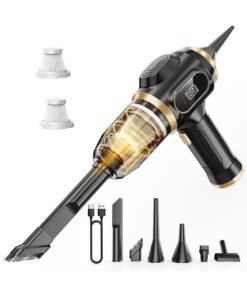 Auger Portable Car Vacuum Cordless Mini Handheld Vacuums Cleaner Rechargeable with LCD Display and Multi-Nozzles, High Power hand held cleaners for Car, Home, Office, Sofa, Pet Hair,keyboard (Black)