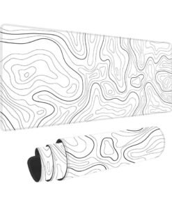 NNEWVANTE Super Smooth Fabric,Minimalist Desk Mat Topographic Pattern Gaming Mouse Pad Large Desk Pad with Stitched Edges Gaming Mousepad Aesthetic Deskmat, Keyboard Pad for Women Desk 31.5"x11.8" White