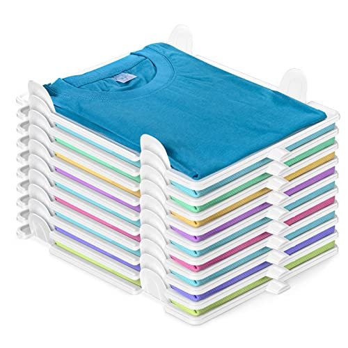 Accenter Tshirt Organizer for Clothes Storage, Stackable Closet Organizer with Easy Access, Shirt Folder Board, Sturdy and Durable, Clothes Folder 10-Pack