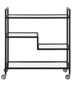 HOME TASTE Metal Serving Trolley With Clear Glass Shelves PreAssembled Utility Cart For Kitchen, Restaurant, Bar And Hospital Heavy Duty 1.3Cm Thick Metal Frame Black, Small 80X40X90Cm - Image 3