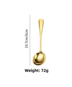 1010 Stainless Steel Western Restaurant Public Suit Service Spoon Fork Leaking Cake Shovel Salad Spoon Hotel Supplies-Color:1010 Soup Spoon Gold
