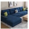 Maharat Al Bahar MAB FURNISHINGS GLFF Overstuffed Multifunction Wooden Frame Sofa Set for Luxurious Living - Blue
