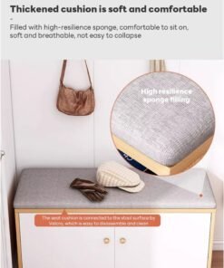 Alternative view of Sharpdo Home Porch Entrance Integrated Shoe Cabinet Bench, Solid Wood Shoe Bench, Soft Cushion Storage Benches 80*30*50CM