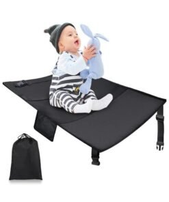 Dovva Toddler Airplane Travel Bed, Airplane Footrest Seat Extender for Kids,Toddler Airplane Bed, Toddler Airplane Travel Essentials, Portable Waterproof Airplane Seat Extender for Baby (Black)