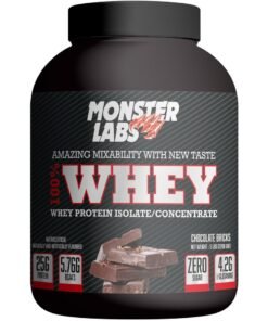 Monster Labs 100% Whey Protein, 25 Grams of Protein for Muscle Support and Recovery - Chocolate Bricks, 5lbs (76 Servings)