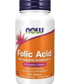 Now Foods Folic Acid 800 mcg with Vitamin B-12 250 Tablets