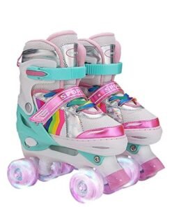 LIMOS Roller Skates for Girls and Kids, Adjustable Roller Skates, with All Wheels Light up, Fun Illuminating for Girls and Kids, Rollerskates for Kids Beginners