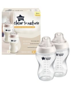 tommee tippee Natural Start Baby Bottles 340ml – 2-Pack Anti-Colic Feeding Bottles for Newborns & Infants – Soft Silicone Breast-Like Teat, Easy Latch, Milk Bottle for Babies – BPA-Free