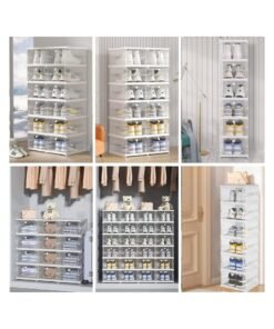 Alternative view of ARNOTEC Shoe Storage Organizer, Clear Installation-free Foldable Shoe Rack Stackable Shoe Box Pack, Portable Cabinet Rack (Transparent 6 Tier)