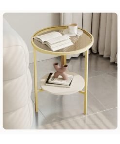 Alternative view of MIXDE Nordic Style Minimalist Modern Round Small Glass Round Side Coffee Table End Table For Home Living Room Bedroom Study Room Office