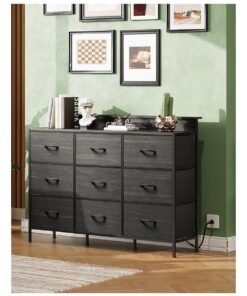 NKX Nine-drawer Storage Cabinet for inside Home Room Storage Cabinet 47" inch Black Color