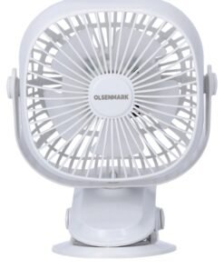 Olsenmark Rechargeable Multifunction Mini Fan- 1W | Adjustable Angle, Use Clip & Table, Rechargeable Lithium Battery, LED Night Light, Brush Less Motor OMF1835 WHITE