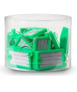 Rubik Large Plastic Key Tags with Labels 30pcs Pack, Durable Key Rings with Labels For Keys Identification, Luggage, Hotels (Green)