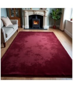 Fabienne Non-Slip Carpet for Living Room Dining Room Kids Room Bed Room Floor Mat Super Soft Homedecor Velvet Mat Maroon, Polyester, Rectangle, 90x190cm
