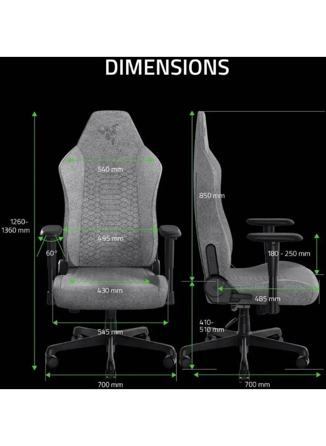 RAZER Iskur V2 X Gaming Chair – Ergonomic High-Density Foam, Built-In Lumbar Support, Breathable Grey Fabric, 152° Recline, 2D Adjustable Armrests, Steel Frame, Wide Seat 545mm, Supports up to 136kg – Grey | RZ38-05310200-R3G1 - Image 3