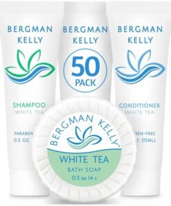 BERGMAN KELLY Round Hotel Soap Bars Shampoo  Conditioner 3Piece Set 05 oz each 150 pc White Tea Delight Your Guests with Revitalizing  Refreshing Mini Travel Toiletries  Bulk Amenities