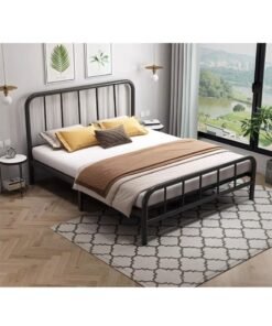 XiuWoo Thickening and Installation-free Bed Frame with Headboard and Footboard, Metal Platform Double Bed Bed Frame, All Metal Slats Support, Under Bed Storage, No Box Spring Needed, Noise-Free Bed Frame Black 150*200cm