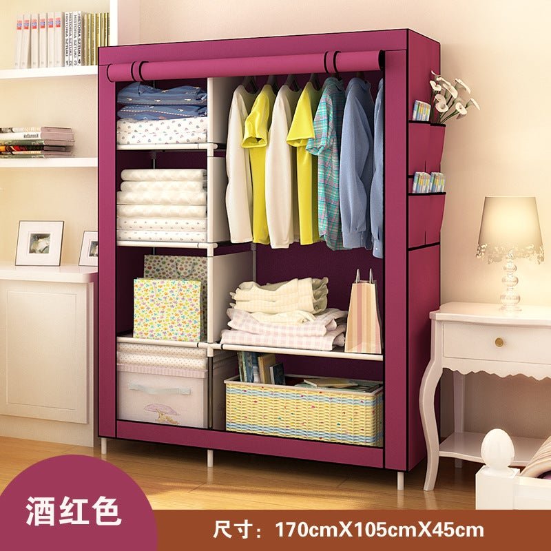 Self-Pickup Simple Wardrobe Fabric Wardrobe With Reinforced Steel Frame, Single-Person Storage, Dustproof