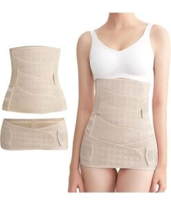 2 in 1 Adjustable Postpartum Belly Wrap C-Section Recovery Belt, Abdominal Binder, Waist, Pelvis, & Girdle Support Corset for Postnatal Recovery – Comfortable, Breathable