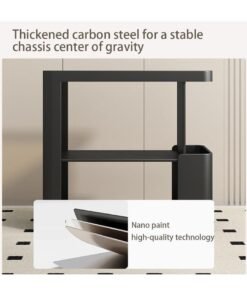 Alternative view of XiuWoo Mobile End Table on Lockable Wheels,Nightstand Narrow Coffee Table with 5mm Thick Fluted Tempered Glass,Snack Cart Storage Rack Creative Sofa Side Table, Bedside Utility Cart,Iron Side Cabinet for Living Room,Black