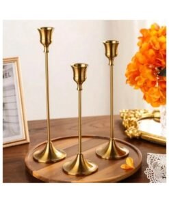 3pcs Vintage-Style Metal & Aluminum Candle Holders – Perfect for Weddings, Anniversaries, Home & Hotel Decor, and Seasonal Table Settings (Candles Not Included)