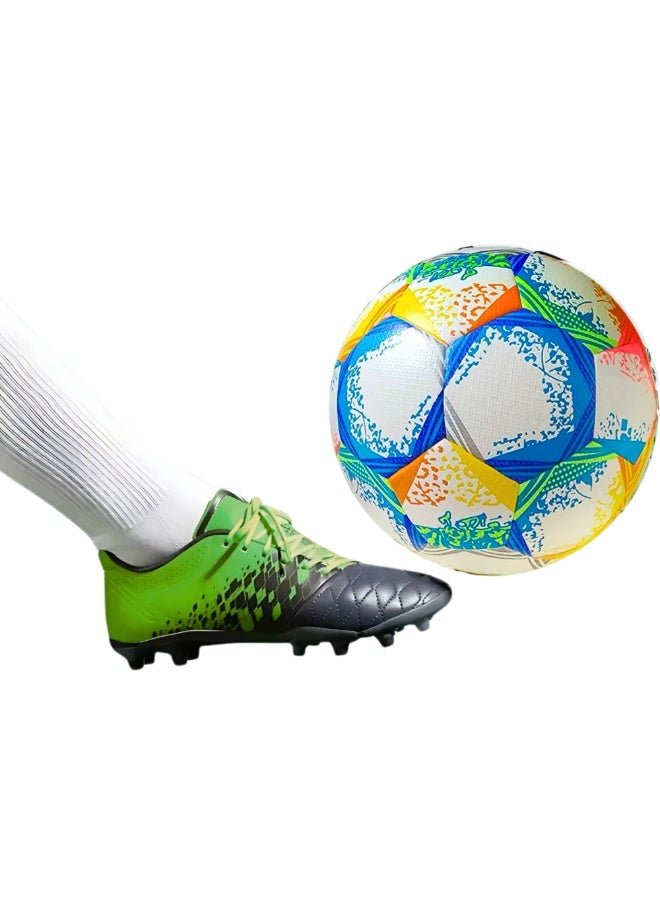 VIO Kids Training Soccer Ball Official Ball Size 5 Durable Machine Stitched Synthetic Football with Reinforced Bladder for All Ages Ideal for Team Games Group Solo Play Training Match Practise Football Matches Competition Suitable for Grass Turf Indoor Surfaces Indoor Outdoor Beginner Professional Gifts for Birthday Boys Girls