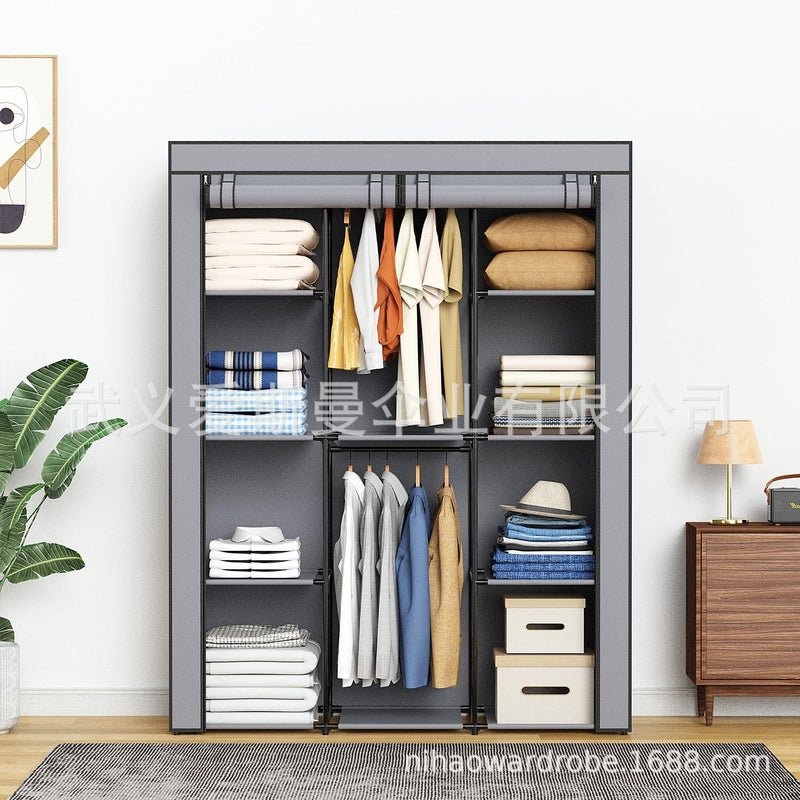 Simple Wardrobe Assembly Wardrobe Household Simple Storage Storage Fashion Steel Frame Modern Cloth Wardrobe