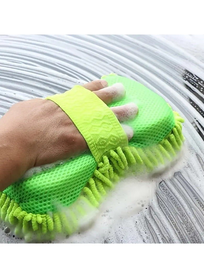 Goolsky 1pc Boat/Car Wash Microfiber Wash Sponge Scratch Free, Ultra Absorbent Microfiber Waffle Drying Towel for Car Detailing, Green, 22.99cm*12.98cm*6.99cm