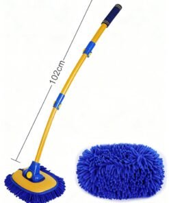 HALAMODO 15°Curved Car Wash Brush with Long Handle 102 CM Extension Pole RV Truck Microfiber Cleaning Mop Auto SUV Wheel Boat Exterior Interior Detailing 2 in 1 Carwash Duster Not Hurt Paint Scratch Free