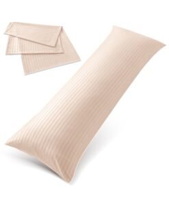 Hotel Linen Klub Long Body 1Pc Stripe Pillowcase - 100% Microfiber  with envelope closure, Soft and Durable Quality, Size : 45 x 125cm , Cream