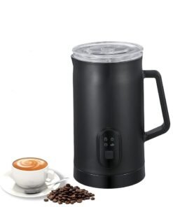 Milk Frother, 4-in-1 Electric Milk Steamer, 350ml Automatic Hot and Cold Foam Maker and Milk Warmer for Latte, Cappuccinos, Macchiato, 400W(Black)