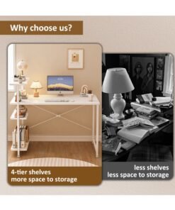 Stubborn Study desk with storage space Computer desk is suitable for living room, bedroom, office and small apartment dormitory, etc. 100×45×73cm - Image 3