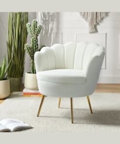 ALWASIT HOME Demetrius Single Seater Sofa Luxurious Design With Premium Fabric Best For Living Room For Hotel Velvet Fabric - White