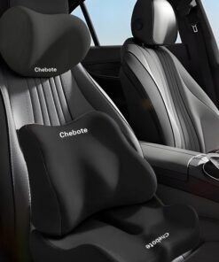 Wish Plus Lumbar Support Pillow and Car Headrest Neck Pillow Seat Cushion Set, Car Neck Pillow Kit, Lumbar Support Pillow for Car, Car Back Support, Memory Foam Low Back Cushion for Back Pain Relief, Automotive Interior