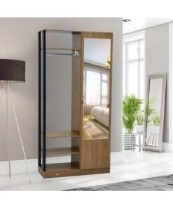 SULSHA Modern Wooden Wardrobe Cupboard with Shelf and Mirror