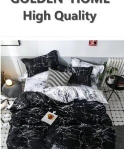 GOLDEN HOME 6 Piece King/Queen/Single size, striped pattern duvet cover set. set includes 1 Comforter Cover, 1 Fitted Bedsheet, 4 Pillowcases