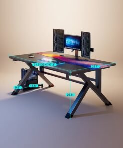 80/100/120cm Gaming Table, Gaming Desk, Computer Desk with Carbon Fiber Surface,PC Table for Office Home Workstation (Black, 80/100/120x60x75cm)