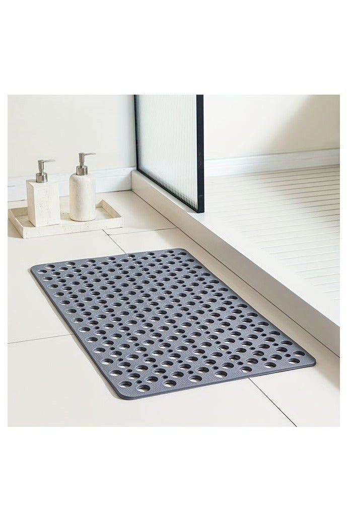 HOMESTAR Non-Slip Bathroom Mat with Suction Cups, Quick-Dry Shower Pad with Circular Hole Design, Massage Rings, Ideal for Home and Hotel Bathrooms, Bathtubs, Gray, Hotel Bathroom Essentials|Massage Bath Mat|Durable Shower Pad, Bath Mats for Bathroom