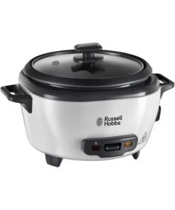 Russell Hobbs Large Rice Cooker And Steamer, 2 Litres Capacity, Versatile Cooking for Spanish Paella, Quinoa, Keep Warm Function, Family-Sized, Non-Stick Bowl, Glass Lid 2 L 500 W 27040GCC White/Black/Clear