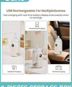 Alternative view of Garlo Portable Bottle Warmer for Travel, 4-in-1 Fast-Heating & Precise Temperature, Fast Charging for Breast Milk/Formula Milk Warming,Fit Car, Airplane & On-The-Go Baby Bottle Warmer