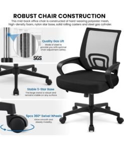 Multiwood Premium Mesh Office Staff Chair Ergonomic Design, Advance Lumbar Support, Tilt Mechanism, and Black PU Wheels - Elevate Your Workspace Comfort | The Perfect Office, Desk, or Work Chair