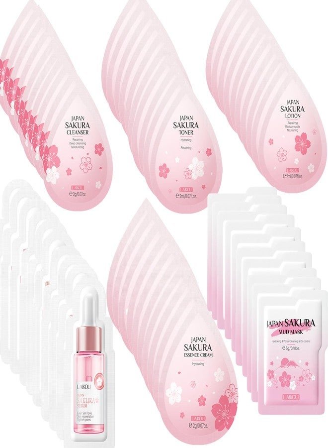 Etuanxi 60 Mini Travel Skincare Products, Mini Travel Items Including Face Wash, Serum, Toner, Lotion, Moisturizing Cream, Sakura Mud Mask, Face Skin Care Routine Kit Organic Skin Care Set