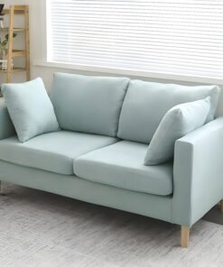 Comfynest Modernism Fabric Loveseat With Square Arm And Bolster Pillows