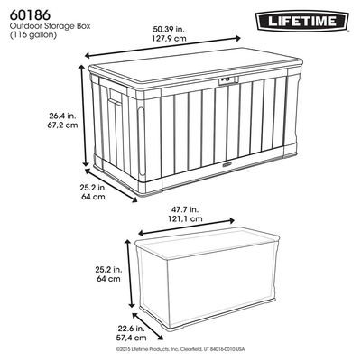 Lifetime, 439L Heavy Duty Storage Box,10 Year Limited warranty, Desert Sand Colour Box, Brown Lid LFT-60186 - Image 4