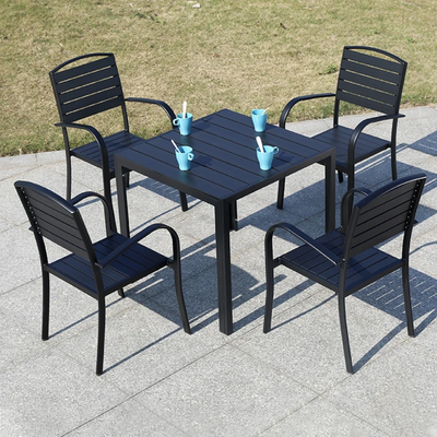 Modern 4-Seater Black Outdoor Dining Set – Durable, Stylish & Perfect - Metal + WPC Fibre - Image 4