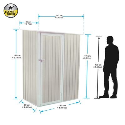 CamelTough Outdoor Metal Storage Shed, 4.7X3 feet, Garden Metal Shed Beige, CT-642
